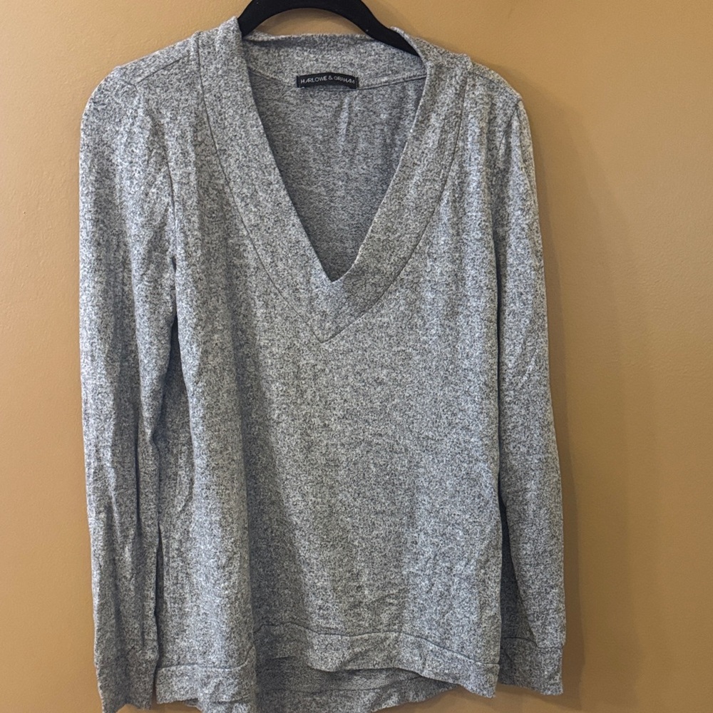 Harlowe & Graham Gray V-Neck Sweater